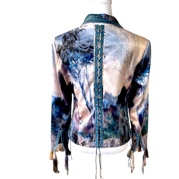 VTG. Y2K BOHO CHIC CORSET FAIRY LACE UP VELVET LINED BLAZER JACKET SZ. 8 MEDIUM - Picture 3 of 6